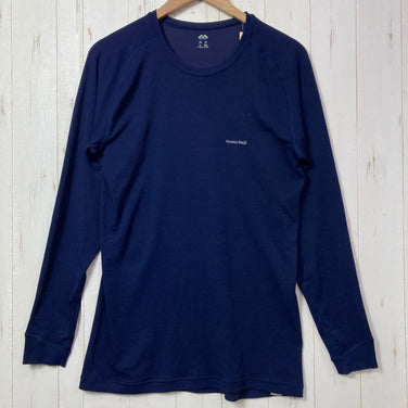 【Men's XL ネイビー系】 Montbell ( モンベル ) ジオライン L.W.ラウンドネックシャツ ポリエステル ウェア トップス インナー シャツ ロングスリーブTシャツ クルーネック 化繊 z00058472  化繊 ロングスリーブTシャツ クルーネッ