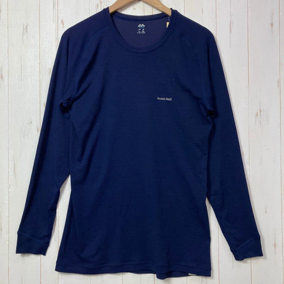【Men's XL ネイビー系】 Montbell ( モンベル ) ジオライン L.W.ラウンドネックシャツ ポリエステル ウェア トップス インナー シャツ ロングスリーブTシャツ クルーネック 化繊 z00058472  化繊 ロングスリーブTシャツ クルーネッ