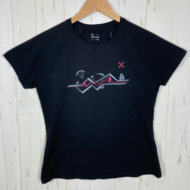 【Women's S Black Series】 Montura Sporty 2 T-Shirt Cotton Wear Tops Inner Shirt Short Sleeve T-Shirt Crew Neck Cotton z00055672 Cotton Show
