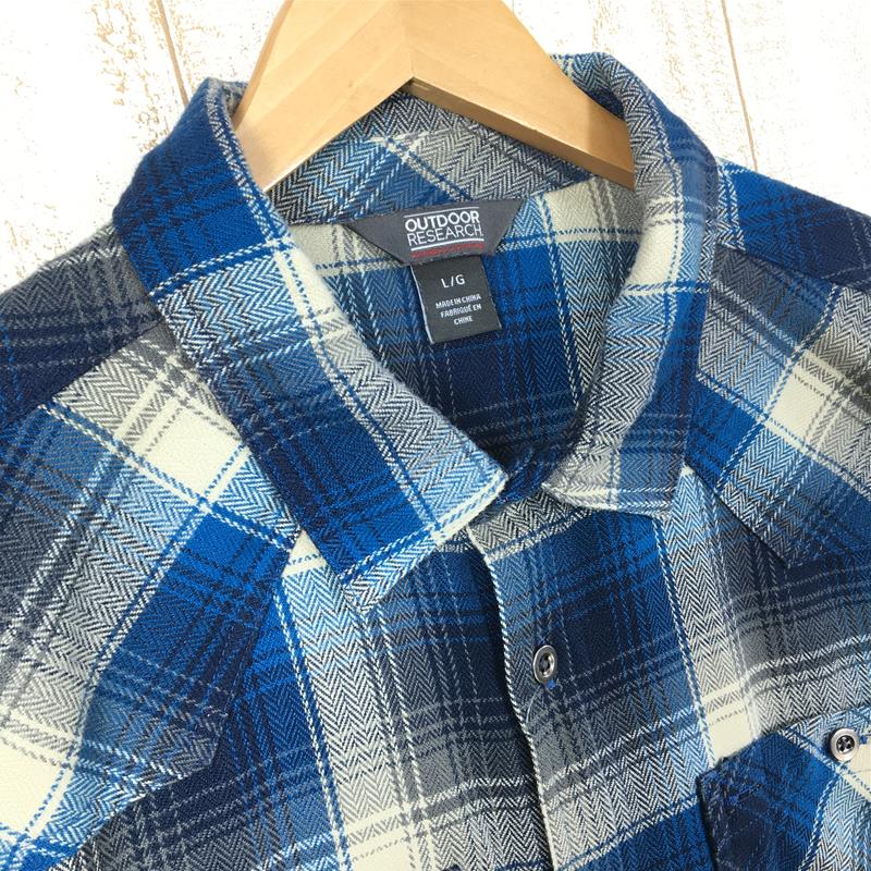 [Men's L Blue] Outdoor Research Feedback Flannel Shirt, 242862 International Men's Cotton Long Sleeve