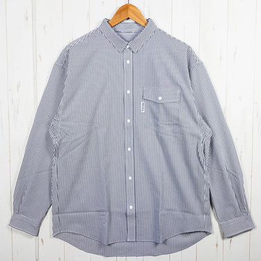 【Men's L グレー系】 Ridge Mountain Gear ( リッジマウンテンギア ) ベーシック ロングスリーブ シャツ ストライプ Basic Long Sleeve Shirt Stripe Grey x White ポリエステル ウェア トップ - 【公式】2ndGEAR（セカンドギア）Webショップ【登山用品・アウトドア用品専門 買取販売店】