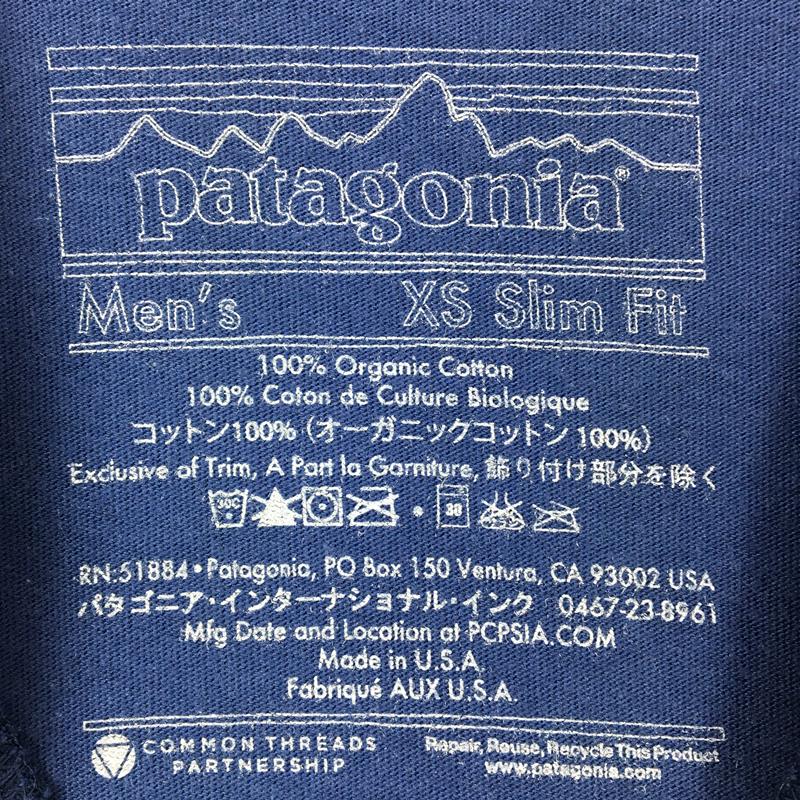 [Men's XS Navy] Patagonia Free The Rivers! John Muir Organic Cotton T-Shirt Hard to Find International Men's Cotton Short Sleeve T-Shirt Crew Neck Innerwear