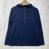 【Unisex M ネイビー系】 2022 Yamatomichi ( 山と道 ) 100% メリノ フーディ 100% Merino Hoody 中厚手 ハーフジップ カンガルーポケット メリノウール ウェア トップス インナー シャツ フーディ ウール z0006