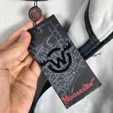 Men's Small Gray MooseJaw Great Stretch 1/2 Zip Fleece Hoodie. Hard-to-find polyester outerwear, soft jacket.