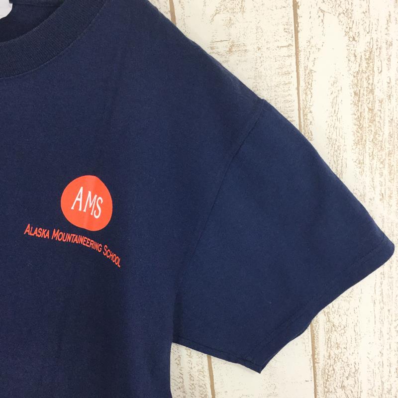 【Men's M ネイビー系】 アラスカマウンテニアリングスクール Ams Alaska Mountaineering School オリジナル Tシャツ 希少なアウトドアTシャツ International Men's  化繊 ショートスリーブTシャツ クルーネッ