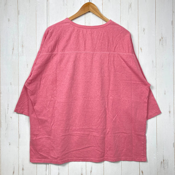 【Men's XL ピンク系】 Gohemp ( ゴーヘンプ ) ワイド フットボール ティー Wide Football Tee ヘンプコットン 七分袖 ワイドシルエット ヘンプ ウェア トップス インナー シャツ ショートスリーブTシャツ クルーネック コットン
