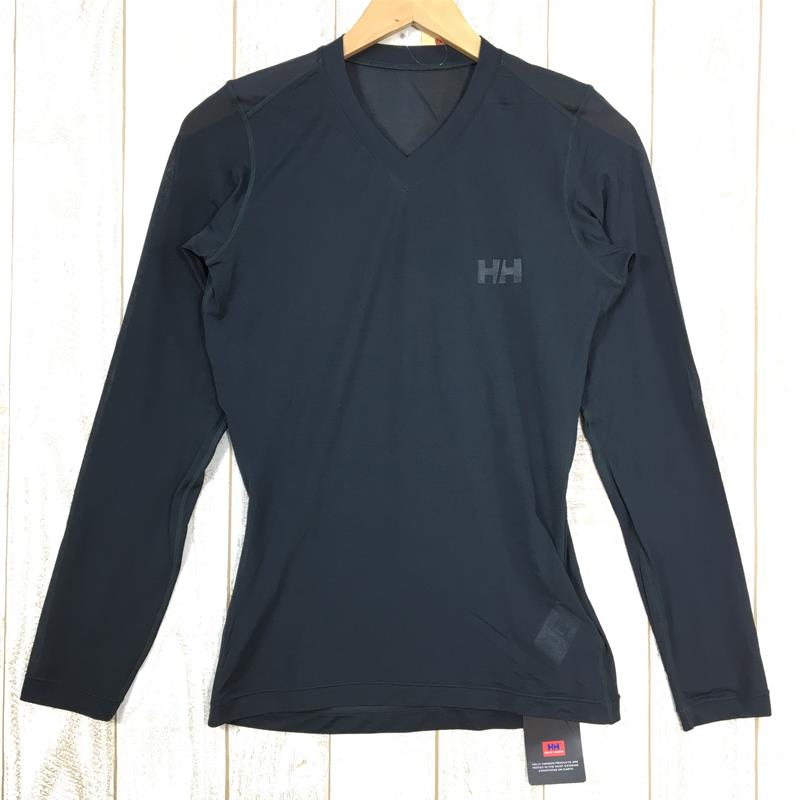 [Men's S Charcoal] Helly Hansen Inner Border V-neck Long Sleeve T-shirt Base Layer HY99816 Asian Men's CA Carbonium Synthetic Long Sleeve T-shirt Crew Neck Inner