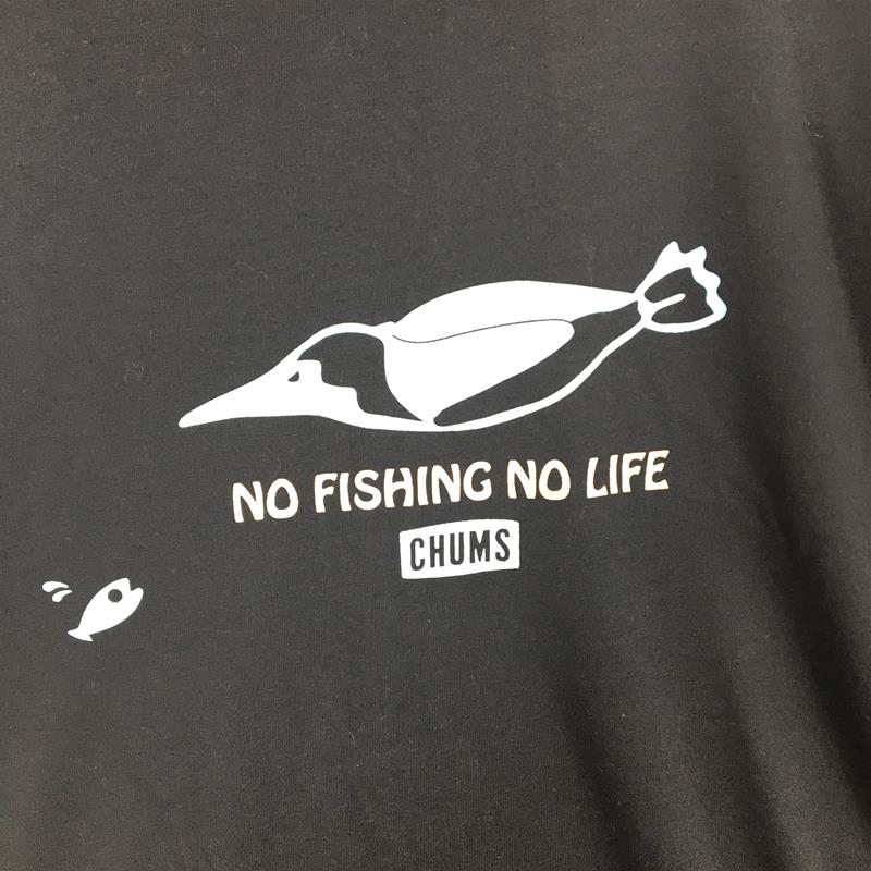 【Men's M ブラック系】 Chums ( チャムス ) No Fish No Life Tシャツ 速乾 CH01-1375 Men's  化繊 ショートスリーブTシャツ クルーネック インナー シャツ トップス ウェア