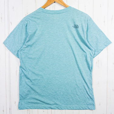 The North Face 男款短袖混色混纺logo T恤，L码，蓝色。涤纶。上衣/内衬。