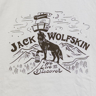 Men's Medium Ivory Jackwolfskin JP WHW PEAK WOLF Tee, Organic Cotton, Short Sleeve Shirt