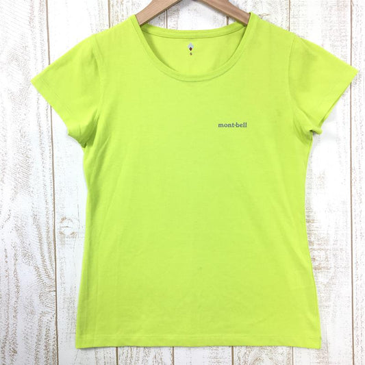 【Women's S イエロー系】 Montbell ( モンベル ) Wic.スリムt ワンポイントロゴ ウィメンズ Tシャツ 1114138 Asian Women's  化繊 ショートスリーブTシャツ クルーネック インナー シャツ トップス ウェア