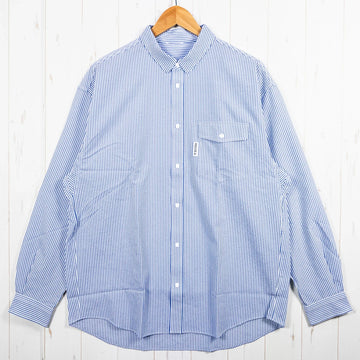 【Men's L ブルー系】 Ridge Mountain Gear ( リッジマウンテンギア ) ベーシック ロングスリーブ シャツ ストライプ Basic Long Sleeve Shirt Stripe Blue x White ポリエステル ウェア トップ - 【公式】2ndGEAR（セカンドギア）Webショップ【登山用品・アウトドア用品専門 買取販売店】