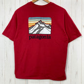 【Men's S レッド系】 2022 Patagonia ( パタゴニア ) ライン ロゴ リッジ ポケット レスポンシビリティー Line Logo Ridge Pocket Responsibili Tee SUMR コットン ウェア トップス インナー シ