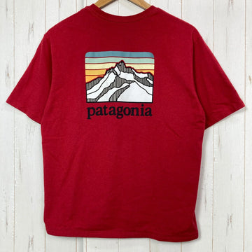 【Men's S レッド系】 2022 Patagonia ( パタゴニア ) ライン ロゴ リッジ ポケット レスポンシビリティー Line Logo Ridge Pocket Responsibili Tee SUMR コットン ウェア トップス インナー シ - 0