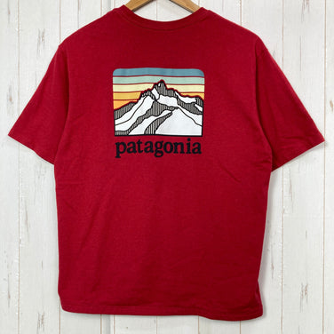 【Men's S レッド系】 2022 Patagonia ( パタゴニア ) ライン ロゴ リッジ ポケット レスポンシビリティー Line Logo Ridge Pocket Responsibili Tee SUMR コットン ウェア トップス インナー シ
