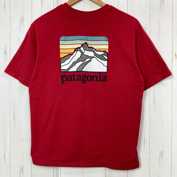 【Men's S レッド系】 2022 Patagonia ( パタゴニア ) ライン ロゴ リッジ ポケット レスポンシビリティー Line Logo Ridge Pocket Responsibili Tee SUMR コットン ウェア トップス インナー シ