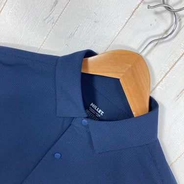 【男款 XS 藏青色系】 Millet ( 米勒 ) Breeze Mesh Long Sleeve Shirt ポリエステル ウェア トップス 内衣 衬衫 长袖衬衫 化纤 z00059263