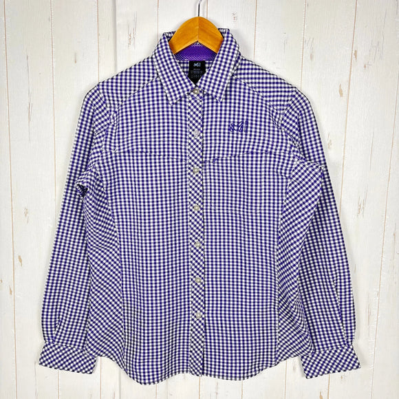 【Women's M パープル系】 Millet ( ミレー ) ドライタッチ シアサッカー ロングスリーブ シャツ ポリエステル ウェア トップス インナー シャツ ロングスリーブシャツ 化繊 z00055012  化繊 ロングスリーブシャツ インナー シャツ トップ