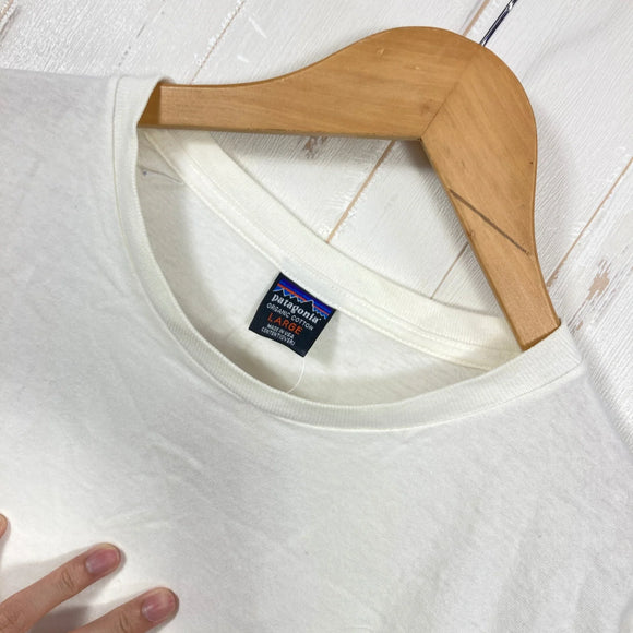 【Men's L ホワイト系】 1990s Patagonia ( パタゴニア ) カヤック プリント オーガニックコットン Tシャツ Kayak Print Organic Cotton T-Shirt 生産終了モデル 入手困難 黒タグ オーガニックコットン ウェ