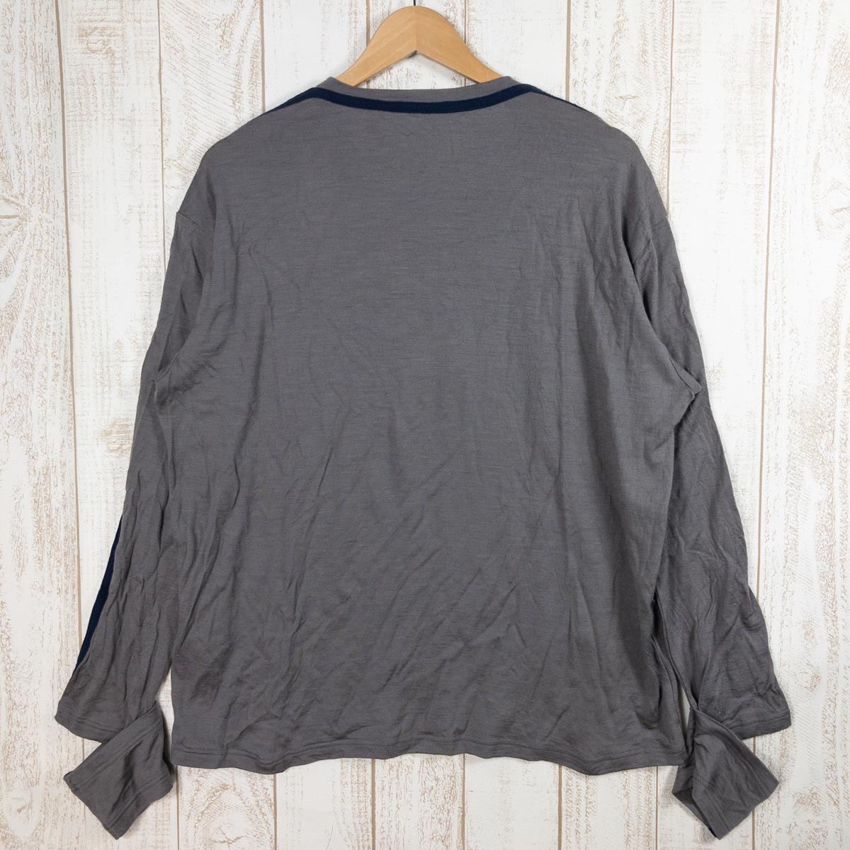 [Men's L Gray] Budo Merino Wool Long Sleeve Cut Saw T-shirt Long T B22CB227A Asian Men's Utsubushi / Navy Wool