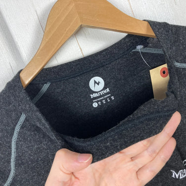 Men's Medium Black Marmot Wool Long Sleeve Tee, Wool Top, Undershirt, Long Sleeve T-Shirt with Crew Neck, Wool (z00054280)