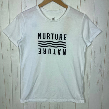 【Women's L White】 The North Face S/S Nature Tee, Anti-static Polyester Wear, Tops, Inner Shirt, Short Sleeve T-shirt, Crew Neck, Synthetic Fiber