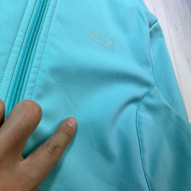 Jackwolfskin Storm Lock Softshell Jacket, Women's Medium, Blue, Polyester, Top, Outerwear, Softshell Jacket, z000547