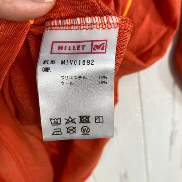【Women's L オレンジ系】 Millet ( ミレー ) クータイ ウール クルー ロングスリーブ KUTAI WOOL CREW LONG SLEEVE ポリエステル ウェア トップス インナー シャツ ロングスリーブTシャツ クルーネック ウール z0005