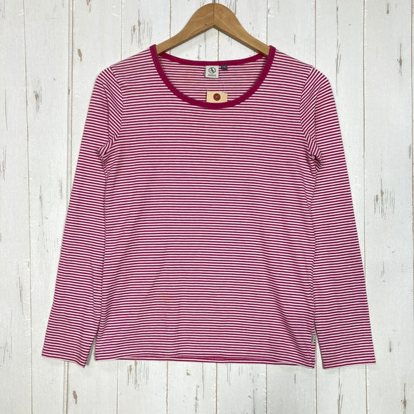 【Women's M レッド系】 Aigle ( エーグル ) コットン ロングスリーブ ボーダー コットン ウェア トップス インナー シャツ ロングスリーブTシャツ クルーネック コットン z00059884  コットン ロングスリーブTシャツ クルーネック イン