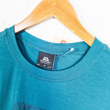 Mountain Equipment Men's Groundup Logo+ Tee, Size M, Green. Polyester, Short Sleeve Crew Neck T-Shirt.