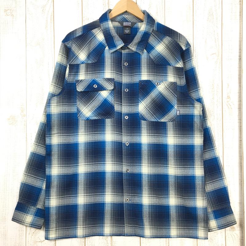 [Men's L Blue] Outdoor Research Feedback Flannel Shirt, 242862 International Men's Cotton Long Sleeve