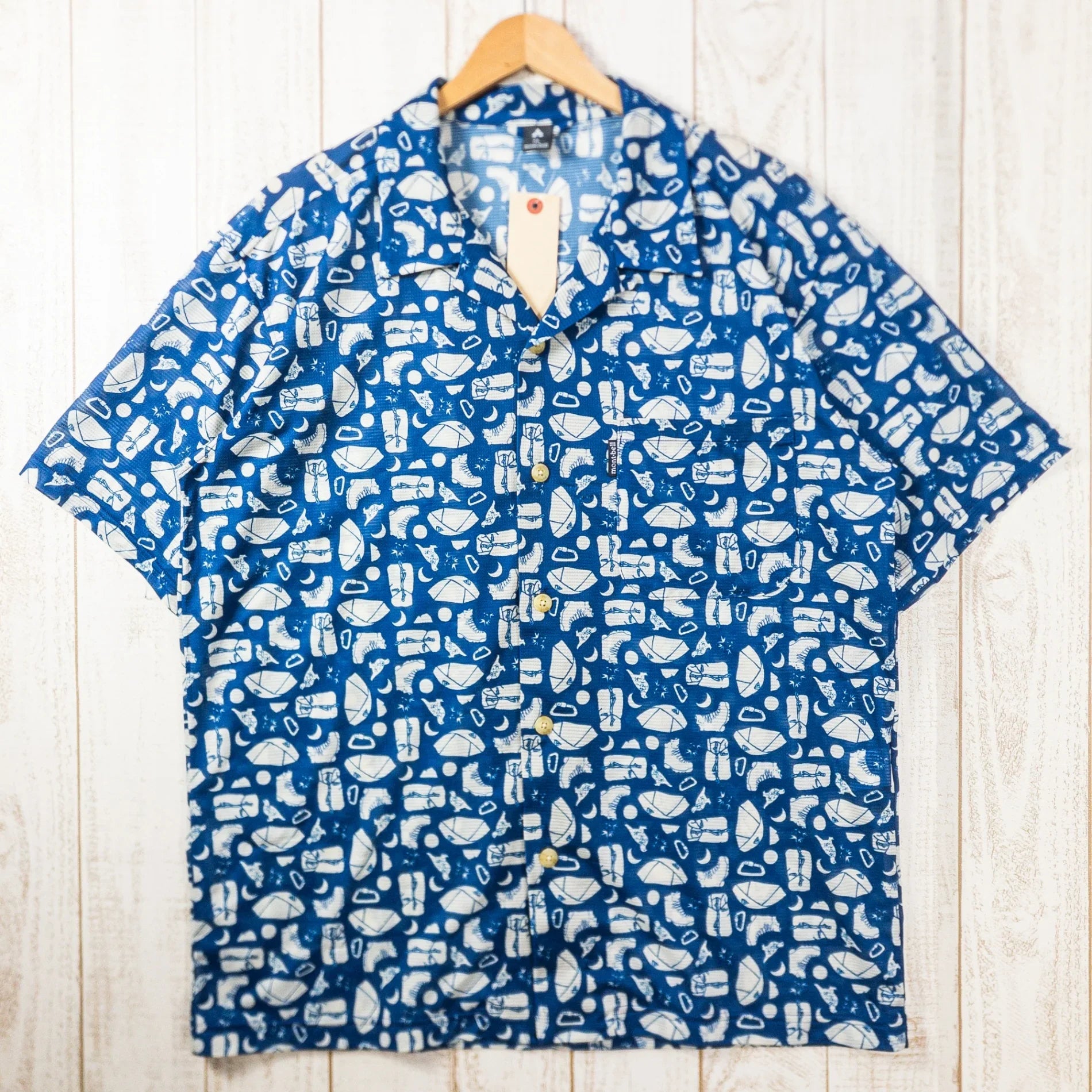 【Men's XL ブルー系】 Montbell ( モンベル ) クールメッシュ アロハシャツ ポリエステル ウェア トップス インナー シャツ ショートスリーブシャツ 化繊 z00051106 化繊 ショートスリーブシャツ インナー シャツ トップス ウェア - 【公式】2ndGEAR（セカンドギア）Webショップ【登山用品・アウトドア用品専門 買取販売店】