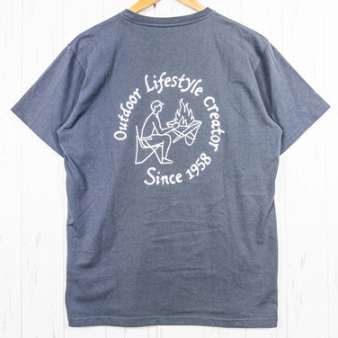 Snowpeak Men's Back Printed Logo T-shirt, Size M, Gray. Cotton, Short Sleeve Crew Neck T-shirt, Cotton. z00053