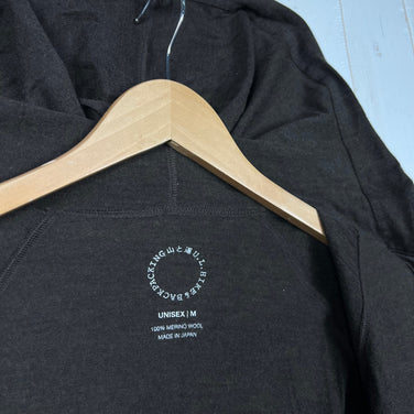 Yamatomichi 男女通用中号棕色美利奴羊毛全拉链连帽衫。美利奴羊毛上衣、内搭衬衫、连帽衫、羊毛，z00056349。