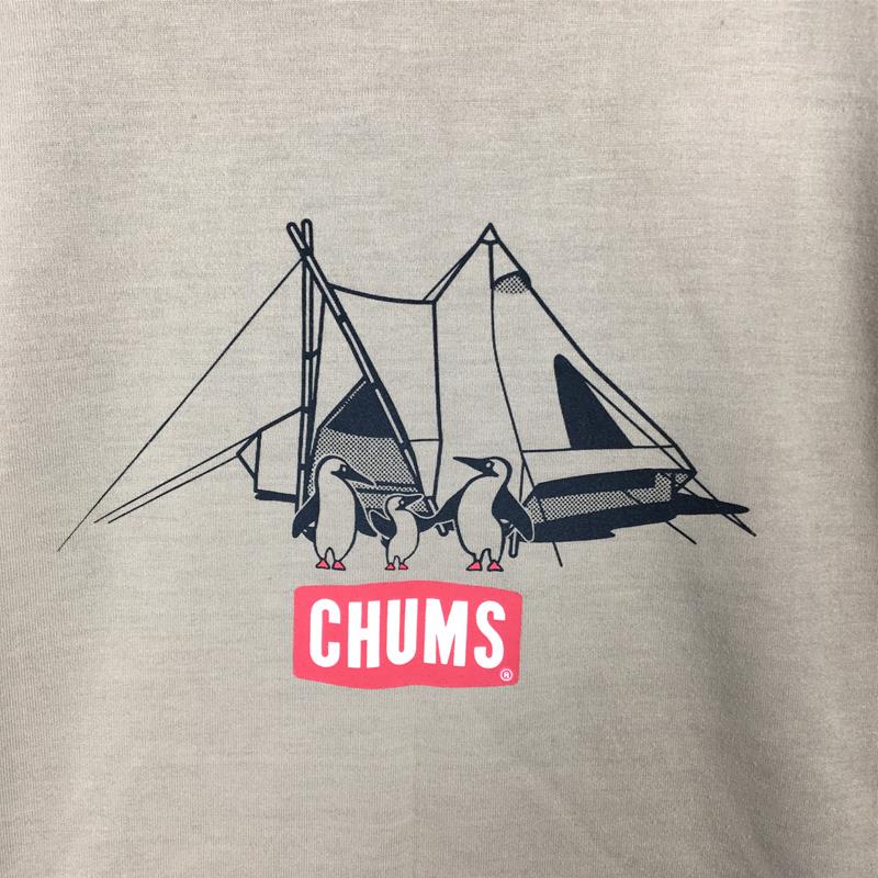 【Men's M ベージュ系】 Chums ( チャムス ) キャンプ Tシャツ 速乾 CH01-1762 Men's  化繊 ショートスリーブTシャツ クルーネック インナー シャツ トップス ウェア