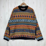 【Unisex L オレンジ系】 The North Face ( ザ・ノースフェイス ) ノルディック ハーフ ドーム セーター Nordic Half Dome Sweater ヘリテージオレンジ / マラードブルー ノルディック柄 ジャカードニット 静電ケア ポ