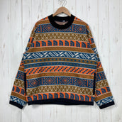 【Unisex L オレンジ系】 The North Face ( ザ・ノースフェイス ) ノルディック ハーフ ドーム セーター Nordic Half Dome Sweater ヘリテージオレンジ / マラードブルー ノルディック柄 ジャカードニット 静電ケア ポ