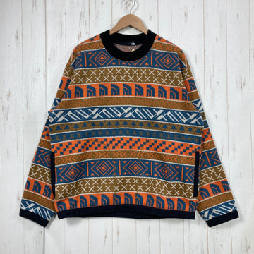 【Unisex L オレンジ系】 The North Face ( ザ・ノースフェイス ) ノルディック ハーフ ドーム セーター Nordic Half Dome Sweater ヘリテージオレンジ / マラードブルー ノルディック柄 ジャカードニット 静電ケア ポ