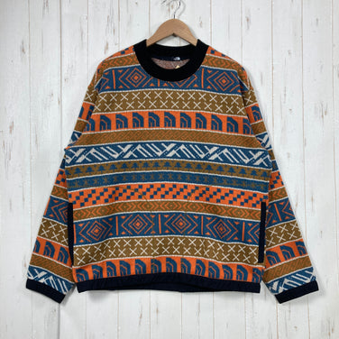 【Unisex L オレンジ系】 The North Face ( ザ・ノースフェイス ) ノルディック ハーフ ドーム セーター Nordic Half Dome Sweater ヘリテージオレンジ / マラードブルー ノルディック柄 ジャカードニット 静電ケア ポ