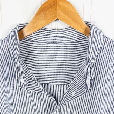 【Men's S グレー系】 Ridge Mountain Gear ( リッジマウンテンギア ) ベーシック ロングスリーブ シャツ ストライプ Basic Long Sleeve Shirt Stripe Grey x White ポリエステル ウェア トップ - 【公式】2ndGEAR（セカンドギア）Webショップ【登山用品・アウトドア用品専門 買取販売店】