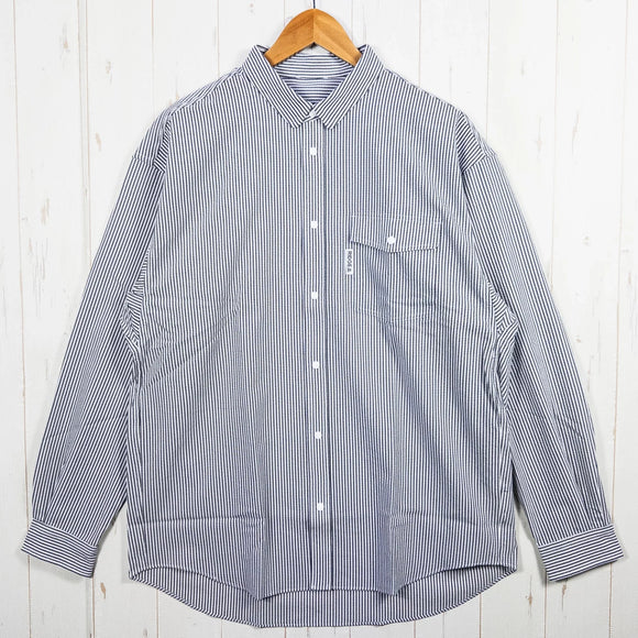 【Men's S グレー系】 Ridge Mountain Gear ( リッジマウンテンギア ) ベーシック ロングスリーブ シャツ ストライプ Basic Long Sleeve Shirt Stripe Grey x White ポリエステル ウェア トップ - 【公式】2ndGEAR（セカンドギア）Webショップ【登山用品・アウトドア用品専門 買取販売店】