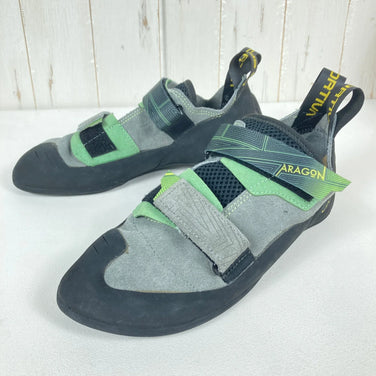 Unisex, Size 26.4cm, Gray. La Sportiva Aragon Clay and Jasmine Green Leather Rock Climbing Shoes (z00053862). Clay and Jasmine Green.