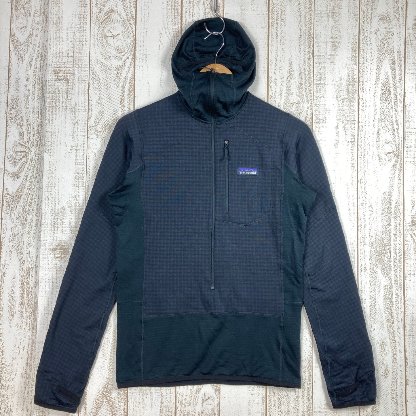 [男式 XS 黑色] Patagonia R1 套头连帽衣调节器抓绒夹克涤纶 40069 国际男式 Polartec Powergri