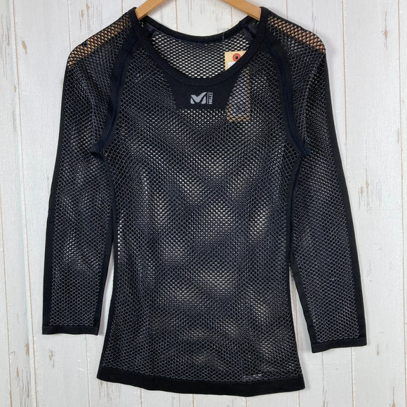 【Men's S/M ブラック系】 Millet ( ミレー ) ドライナミック メッシュ 3/4 スリーブ クルー DRYNAMIC MESH 3/4 SLEEVE CREW ポリプロピレン ウェア トップス インナー シャツ ロングスリーブTシャツ クルーネック 化
