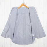 Men's Large Gray Ridge Mountain Gear Basic Long Sleeve Shirt, Stripe Gray/White, Polyester, Top