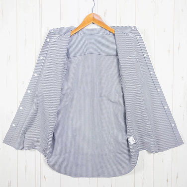 Men's Large Gray Ridge Mountain Gear Basic Long Sleeve Shirt, Stripe Gray/White, Polyester, Top