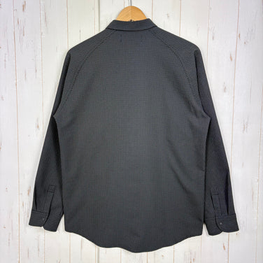 【Unisex 3 ブラック系】 Axesquin Elements ( アクシーズクインエレメンツ ) ギンガム サッカー の ショート カラー シャツ ポリエステル ウェア トップス インナー シャツ ロングスリーブシャツ 化繊 z00058149  化繊 ロング