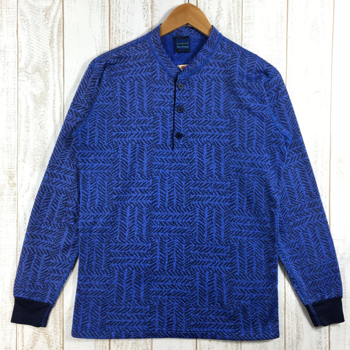 【Men's M ブルー系】 Patagonia ( パタゴニア ) キャプリーン エクスペディションウェイト ウォレスビーリー Capliene Expedition Weight Wallace Beery フリース ヘンリーネック シャツ アメリカ製 黒タグ