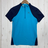 【Women's S ブルー系】 Montura ( モンチュラ ) ヘイド ジップ Tシャツ ウーマン Hade Zip T-Shirt Woman Deltapeak 速乾 UVカット ハーフジップ ナイロン ウェア トップス インナー シャツ ショートスリーブシ