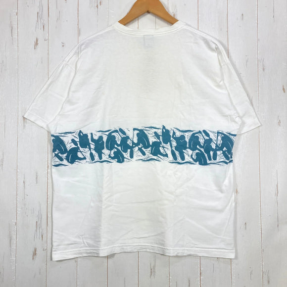 【Men's L ホワイト系】 1990s Patagonia ( パタゴニア ) カヤック プリント オーガニックコットン Tシャツ Kayak Print Organic Cotton T-Shirt 生産終了モデル 入手困難 黒タグ オーガニックコットン ウェ